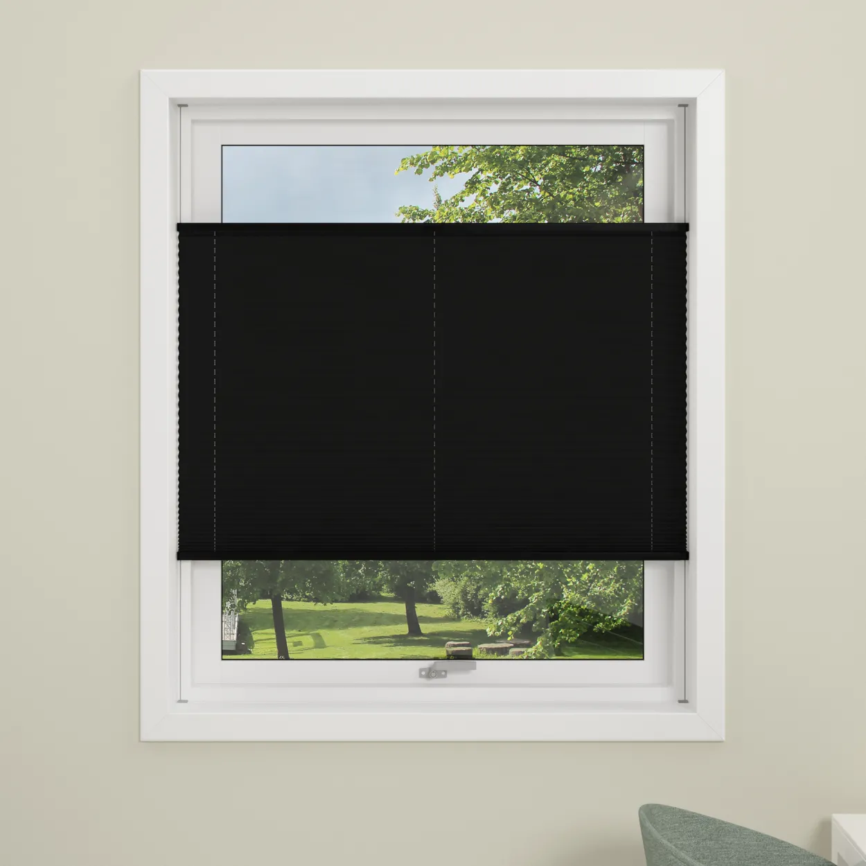 Debel plisségardin flex lysdempende sort 60x130