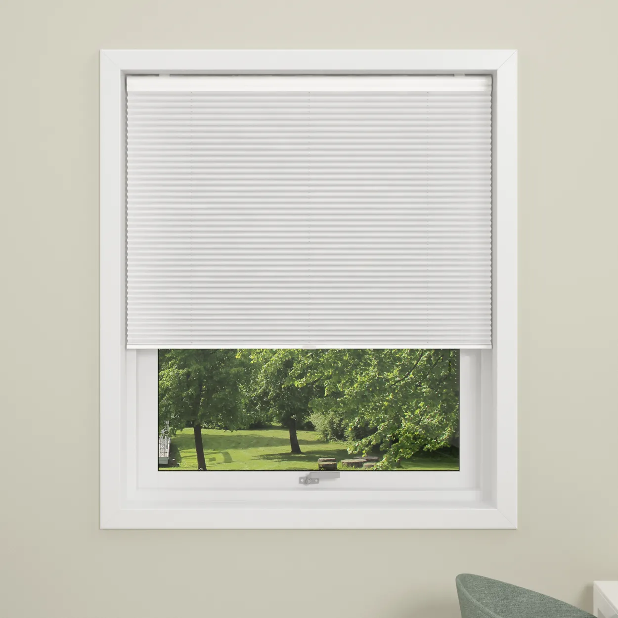 Debel plisségardin touch lysreduserende 70% hvit 110x160