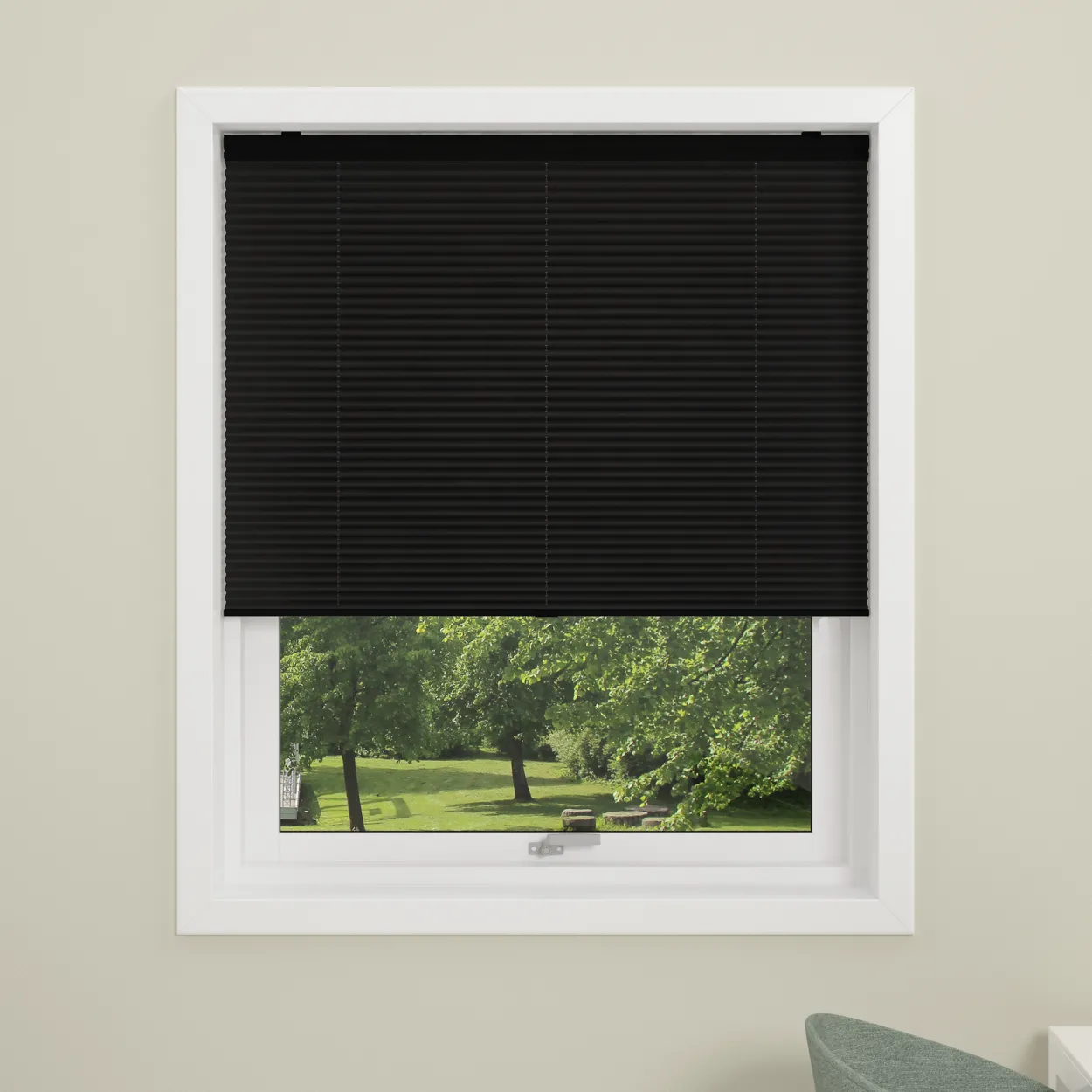 Debel plisségardin touch lysreduserende 80% sort 90x210