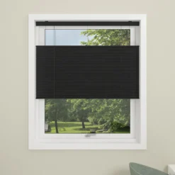 Debel plisségardin touch split lysdempende sort 120x160