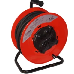 Elitech kabeltrommel 4-veis 25m 3x2,5 h07rn-f ståltrommel