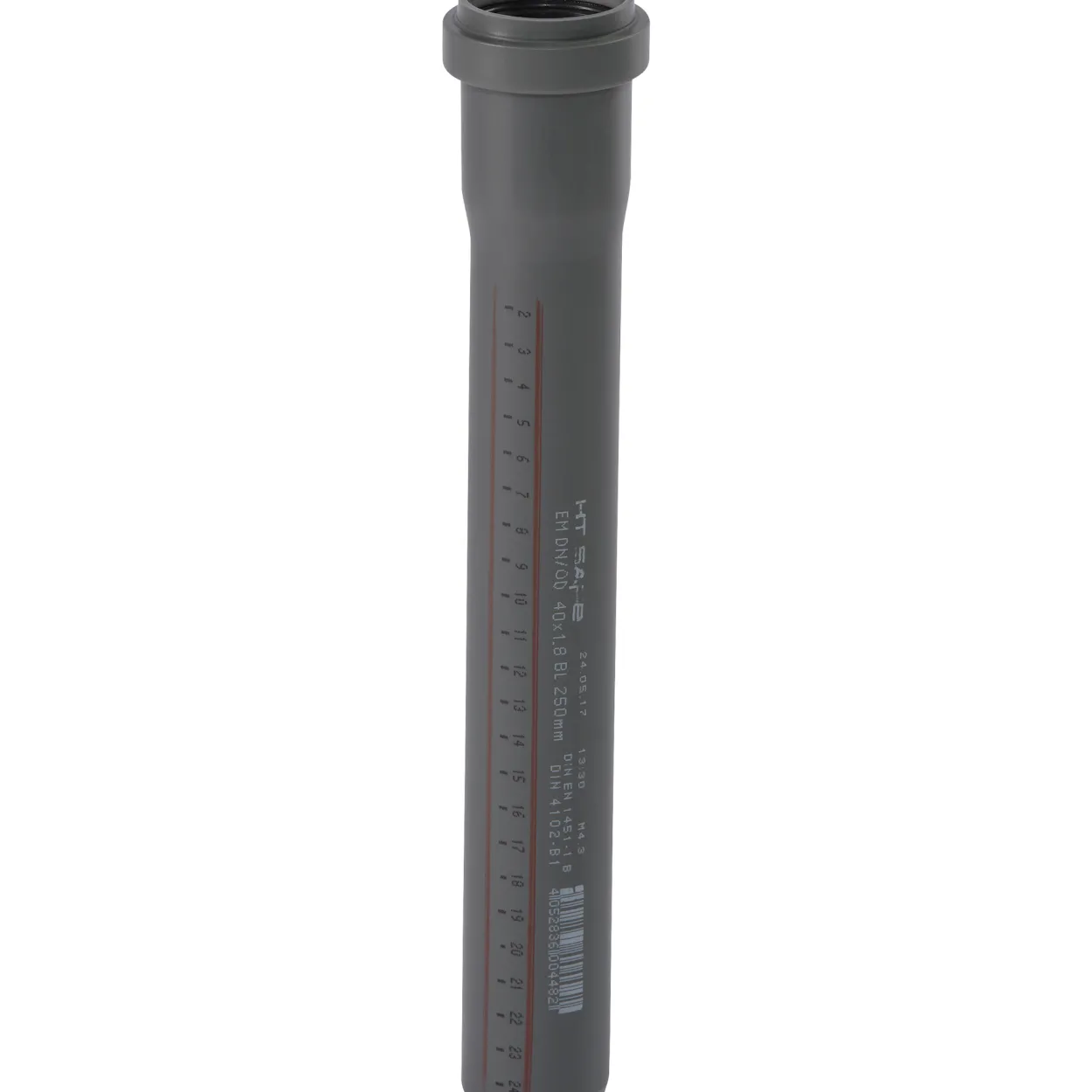 Ht safe avløpsrør m/muffe pp grå 40x250mm