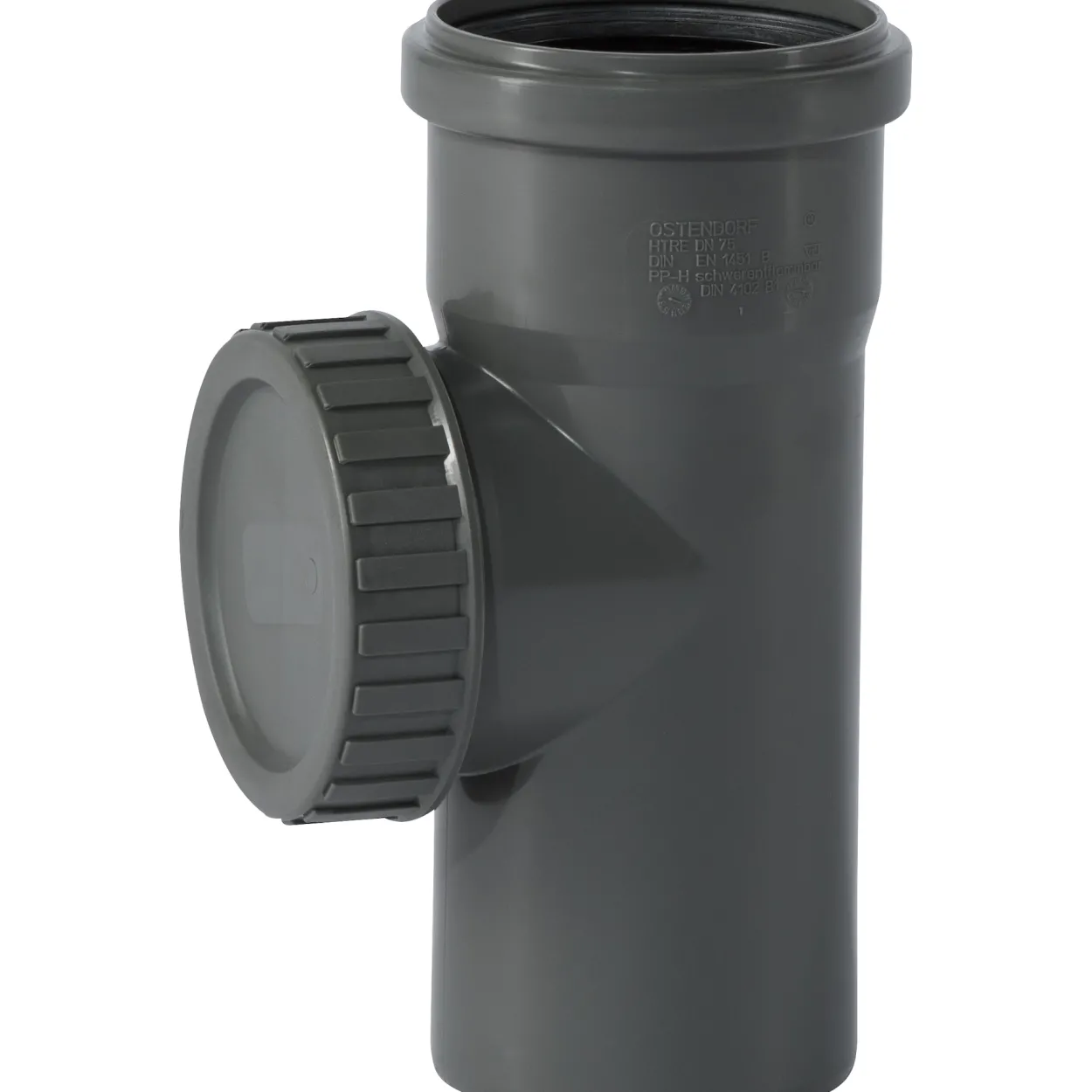 Ht safe avløpsrør m/stakeluke pp grå 75mm