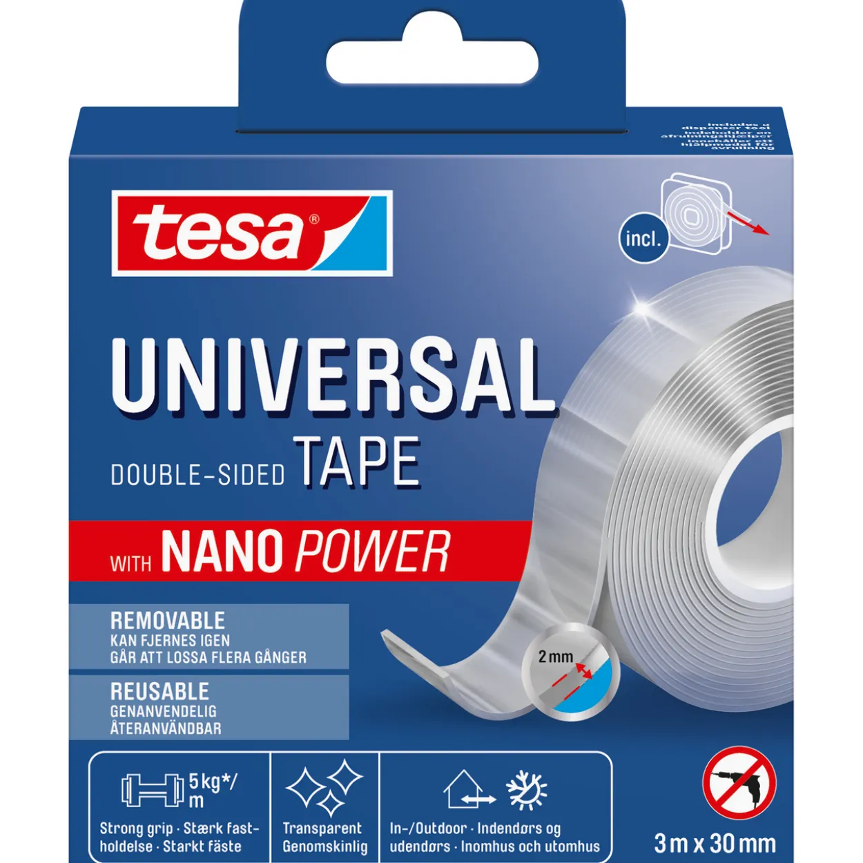 Tesa monteringstape nano power 3m x 30mm