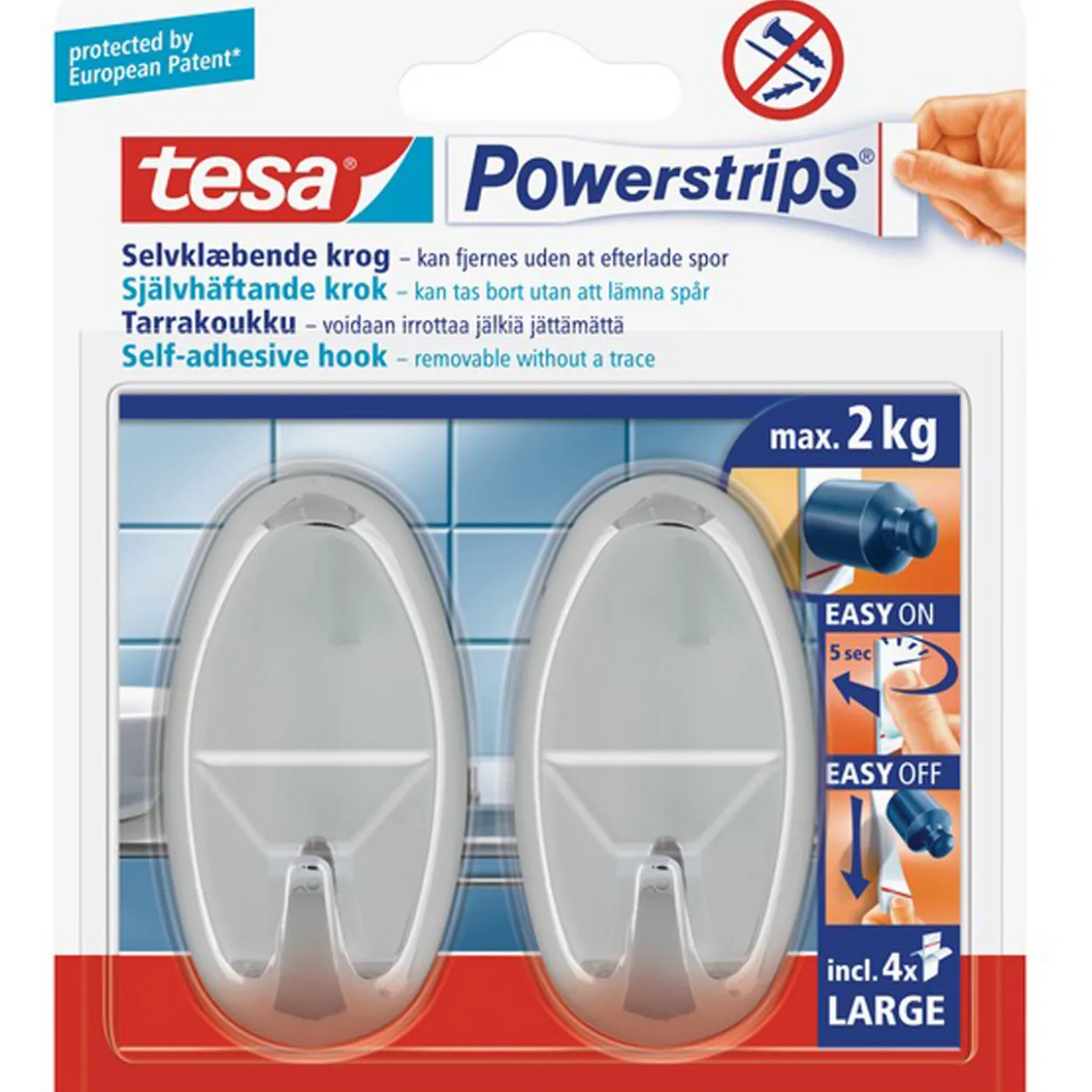 Tesa powerstrips kroker large oval krom