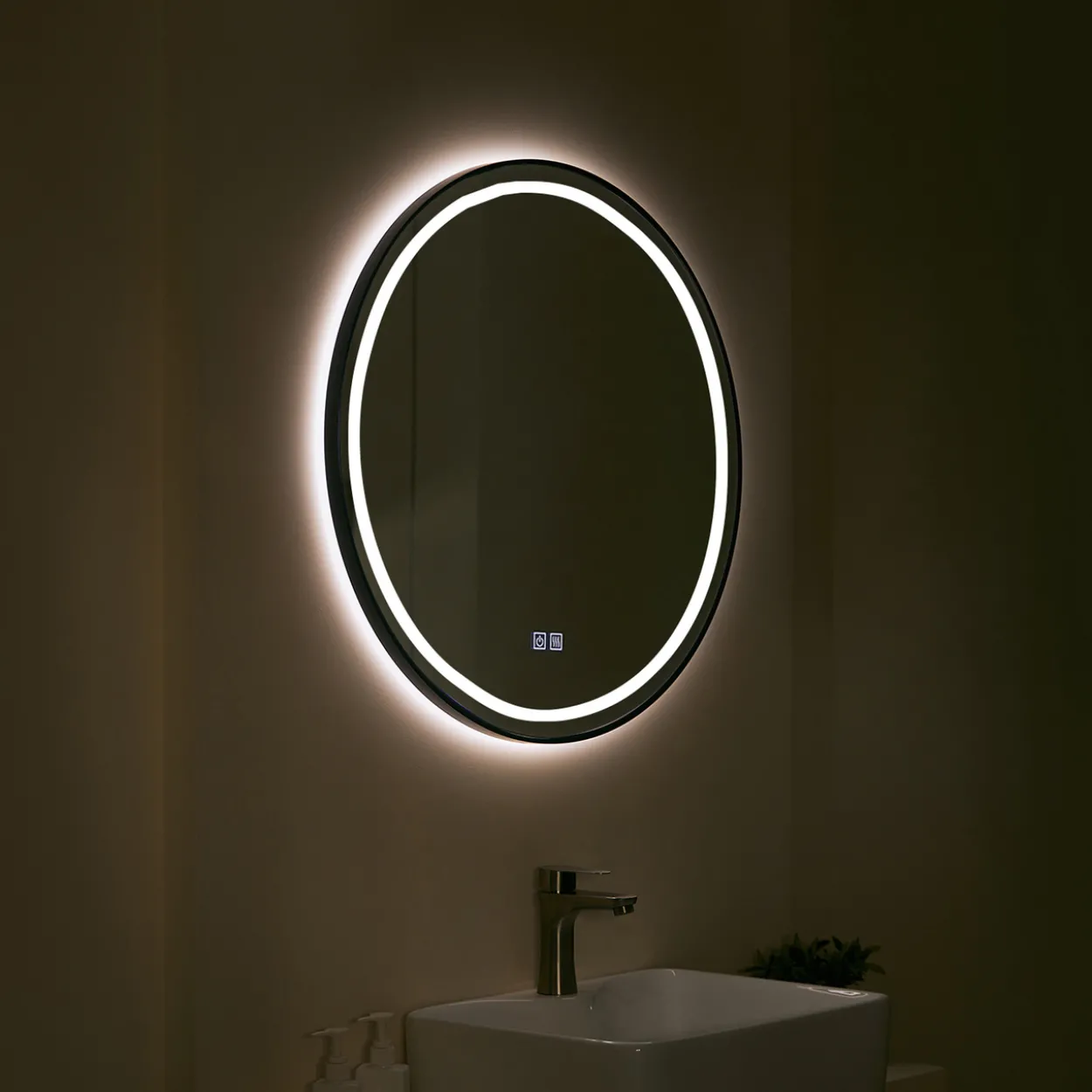 Trend moon lysspeil sort ø70 cm